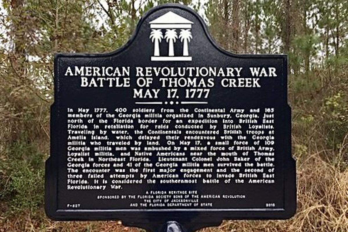 Battle of Thomas Creek marker